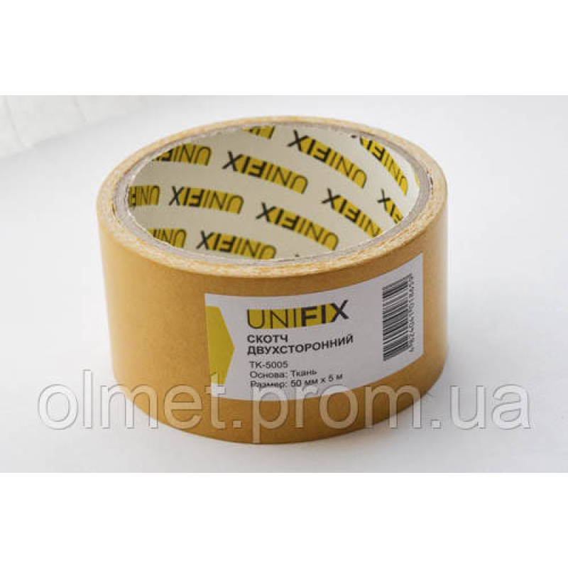 Стрічка клейка двостороння на тканинній основі 50 мм*5м UNIFIX