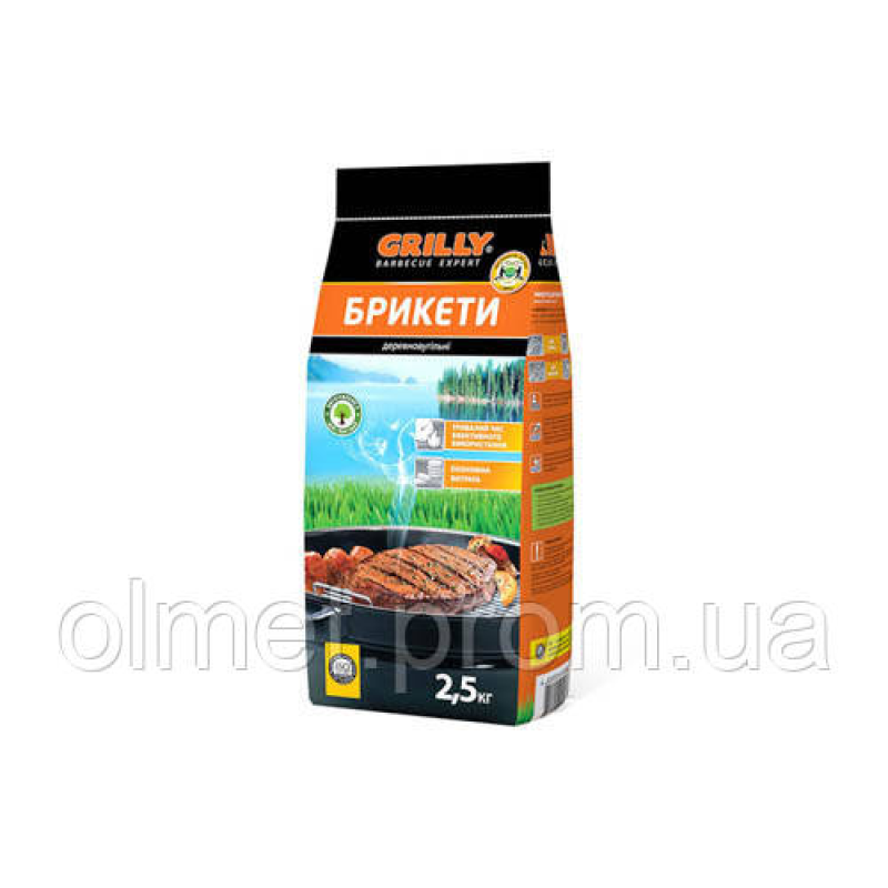 Брикети деревно-вугільні 2,5кг Grilly Брикети деревно-вугільні 2,5кг Grilly