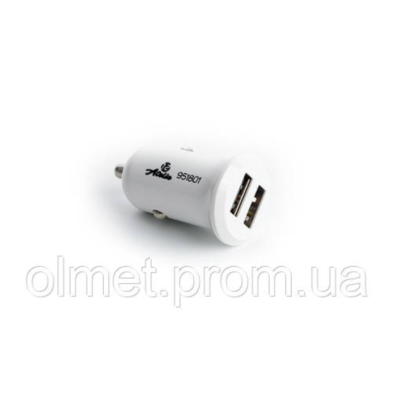 Автомобільний зарядний пристрій 2 USB (12/24V — 5 V 2,1 A) білий КОМПАКТ 12 Atelie Автомобільний зарядний пристрій 2 USB (12/24V — 5 V 2,1 A) білий КОМПАКТ 12 Atelie