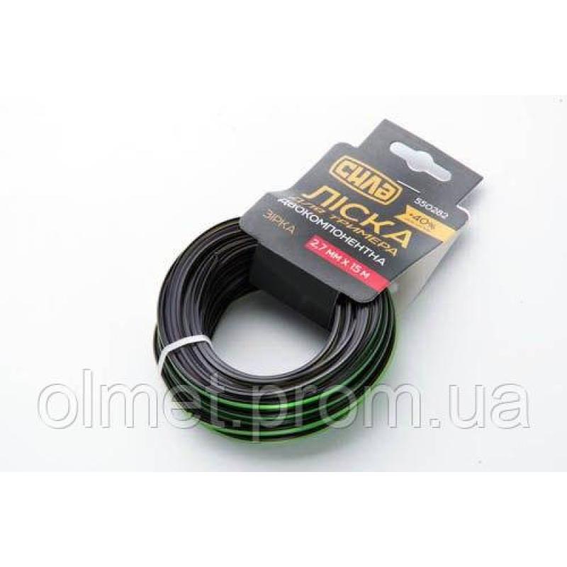 Волосінь для тримера двокомпонентна 2,0 мм зірка 15 м СІЛА Волосінь для тримера двокомпонентна 2,0 мм зірка 15 м СІЛА