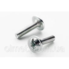 Гвинт метричний із напівкруглою головкою з прес-шайбою М6*20 DIN 967 кл. пр. 4,8 цинк білий (пач 100шт) APRO