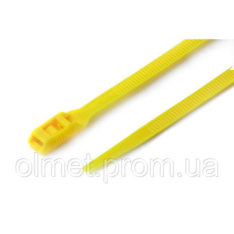 Стяжка кабельна з низьким профілем замка 8x400 жовтий (100 шт.) APRO Стяжка кабельна з низьким профілем замка 8x400 жовтий (100 шт.) APRO