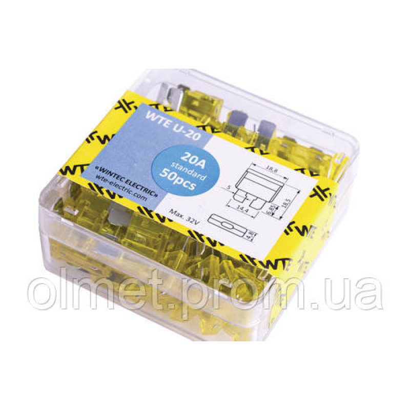 Запобіжники (плоскі євро 20 А) (50 шт.) WTE Запобіжники (плоскі євро 20 А) (50 шт.) WTE