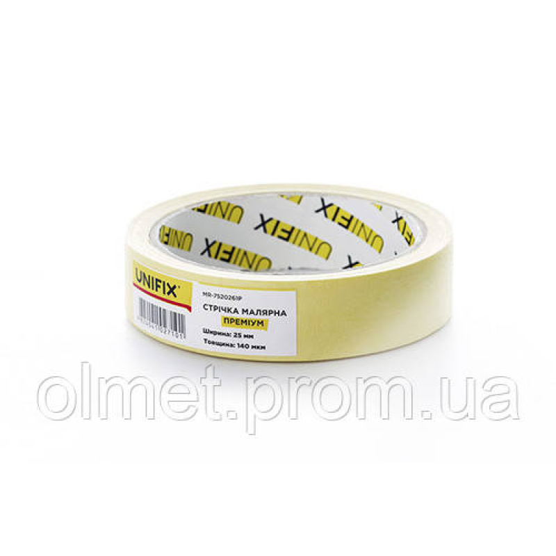 Стрічка клейка малярська MR-7520261P преміум 25 мм*20 м UNIFIX Стрічка клейка малярська MR-7520261P преміум 25 мм*20 м UNIFIX