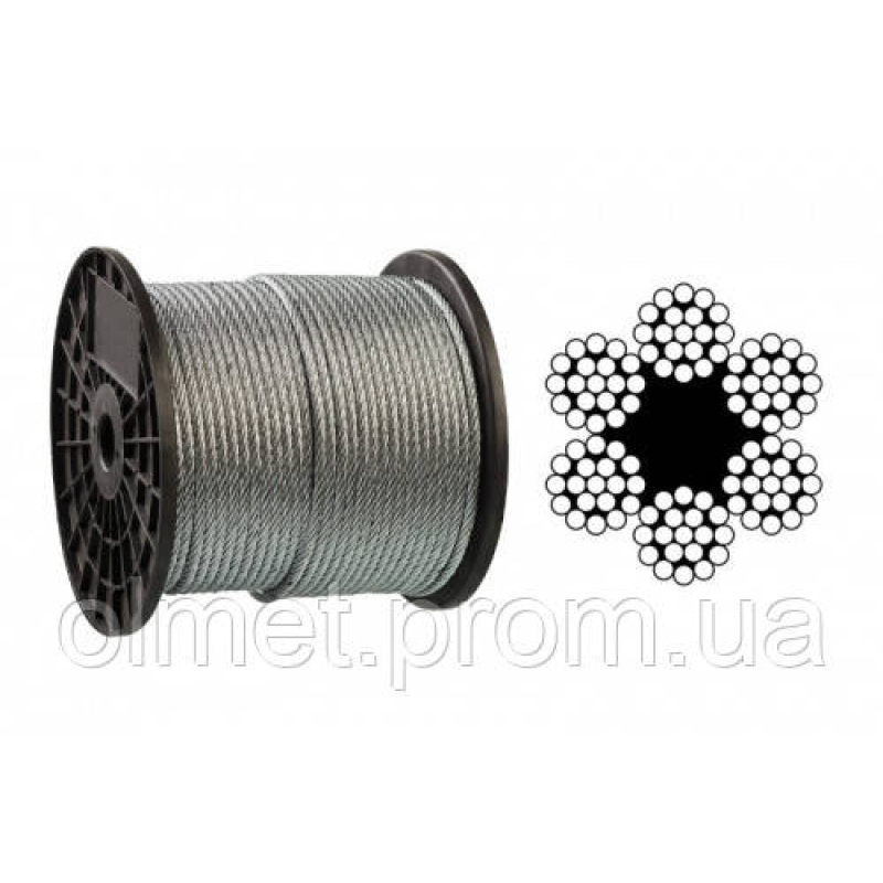 Трос оцинкований 10 мм DIN 3055 (6x19) бухта 100 м APRO