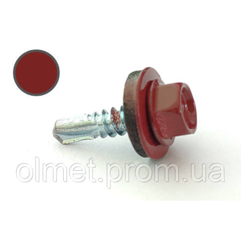 Саморіз покрівельний 4,8*19 DIN 7504K RAL 3011 для металу (пач 50 шт.) (колір — коричнево-червоний) PRO Саморіз покрівельний 4,8*19 DIN 7504K RAL 3011 для металу (пач 50 шт.) (колір — коричнево-червоний) PRO
