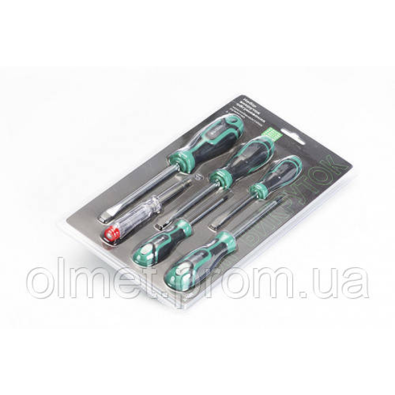 Набір викруток прогумованих SL3x75, SL5x100, SL6x125, PH0x75, PH1x100 (6 шт.) Стандарт СИЛА