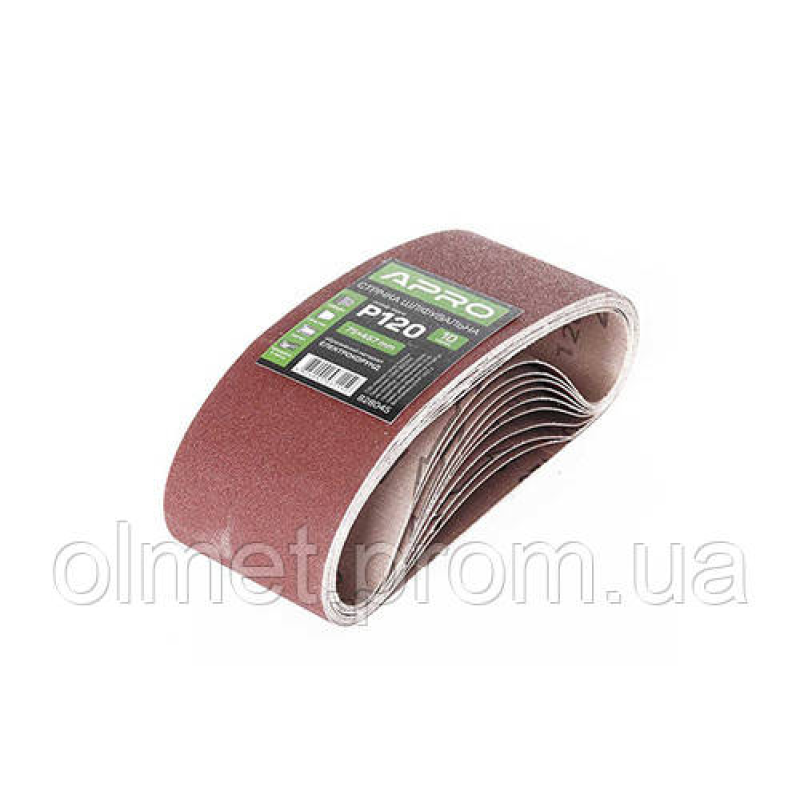 Стрічка шліфувальна нескінченна APRO P120 75×457мм (10 шт.) Стрічка шліфувальна нескінченна APRO P120 75×457мм (10 шт.)