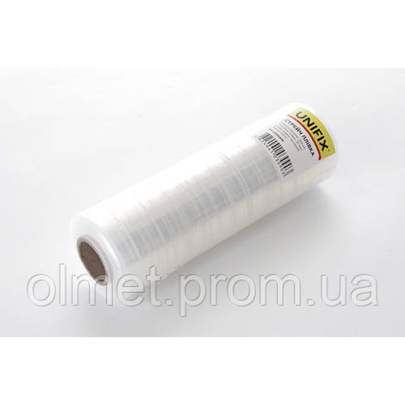 Стретч плівка 250 мм 0,8 кг (20 мкм) прозора, втулка 200 г UNIFIX