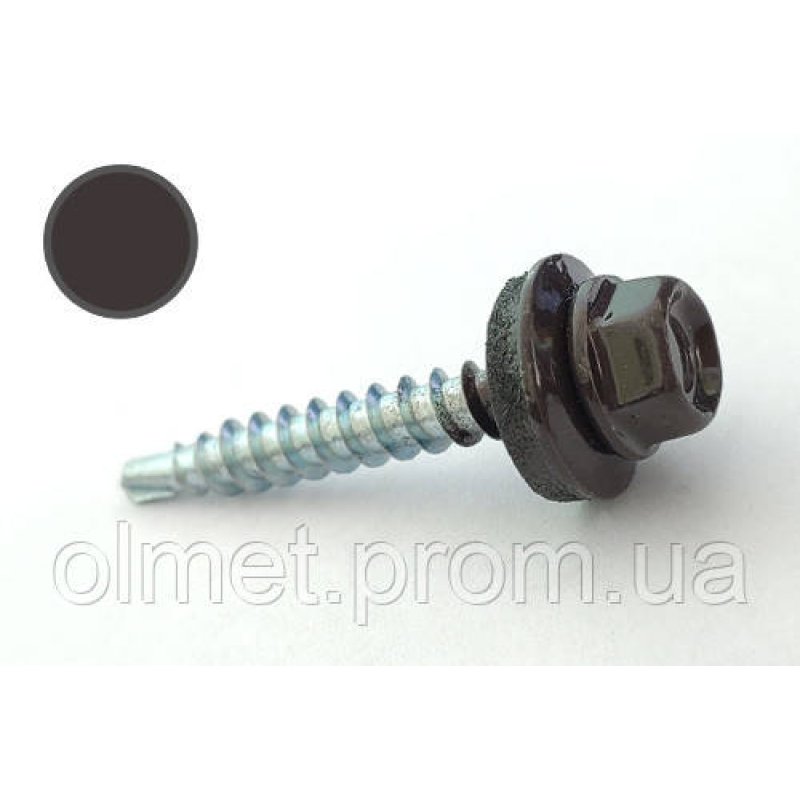 Саморіз покрівельний 4,8*35 DIN 7504K RAL 8019 для дерева (ящ. 1600 шт.) (колір — сіро-коричневий) APRO