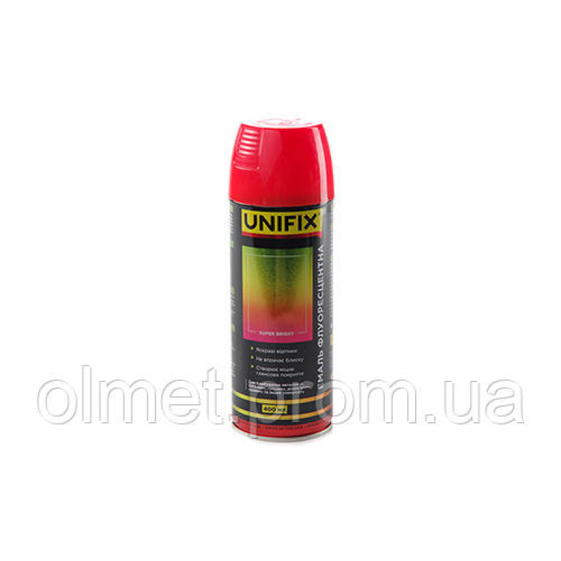 Емаль акрилова флуоресцентна Червоний 400 мл UNIFIX