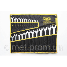 Набір ключів ріжково-накидних у чохлі CrV 6-28, 30, 32 мм (25 шт.) СИЛА