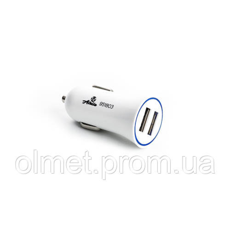 Автомобільний зарядний пристрій 2 USB (12/24V — 5 V 2,1 A) білий 12 Atelie Автомобільний зарядний пристрій 2 USB (12/24V — 5 V 2,1 A) білий 12 Atelie