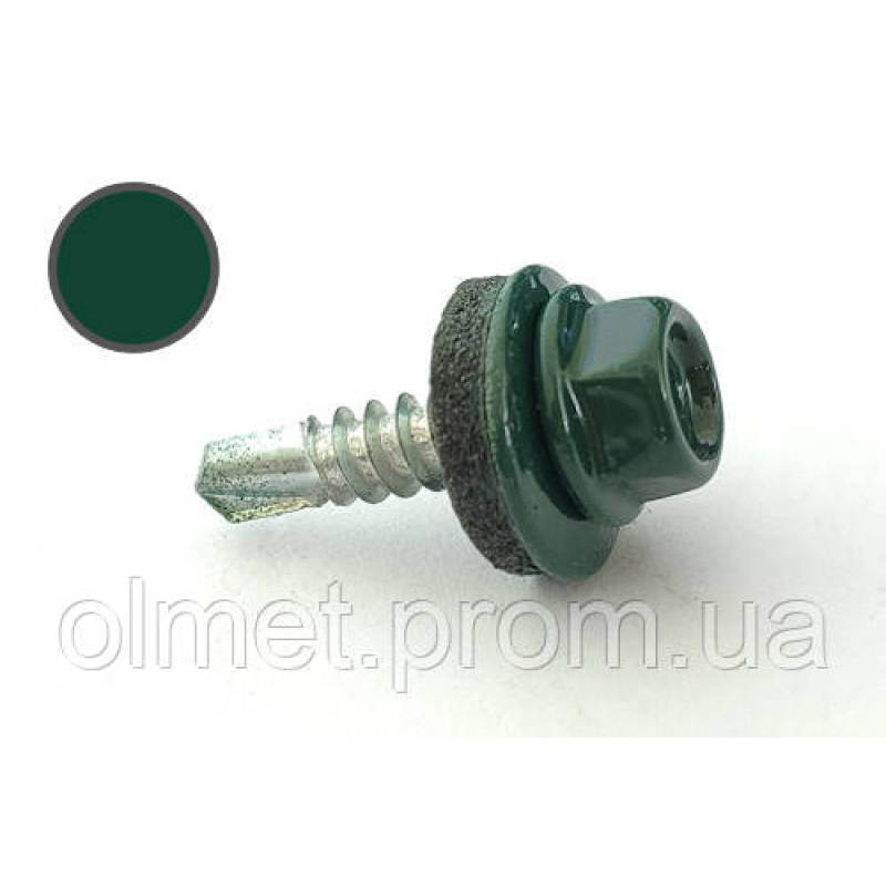 Саморіз покрівельний 4,8*19 DIN 7504K RAL 6005 для металу (ящ. 2400 шт.) (колір — зелений мох) APRO Саморіз покрівельний 4,8*19 DIN 7504K RAL 6005 для металу (ящ. 2400 шт.) (колір — зелений мох) APRO