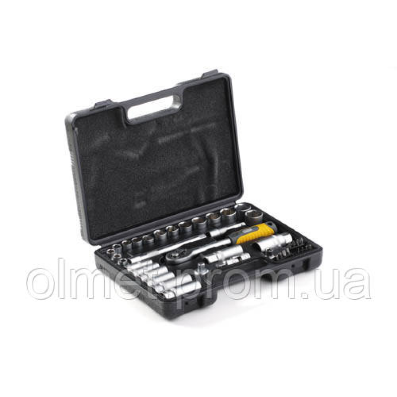 Набір насадок (інструментів) торцевих з тріскачкою CrV 3/8 (40 шт.) СІЛА Набір насадок (інструментів) торцевих з тріскачкою CrV 3/8 (40 шт.) СІЛА