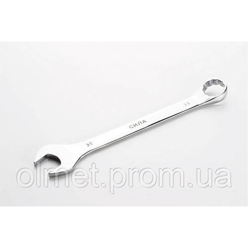 Ключ ріжково-накидний полірований CrV 32 мм СИЛА