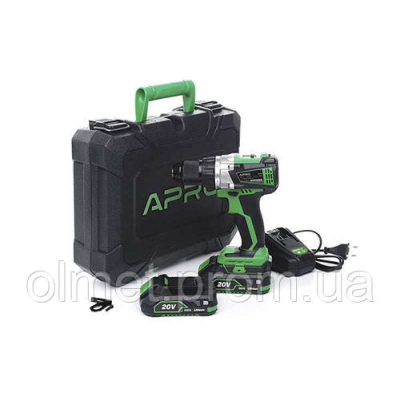 Дриль-шурупокрут безщітковий APRO 20 В, 2 А, 20DB, 2 АКБ, ЗП, кейс