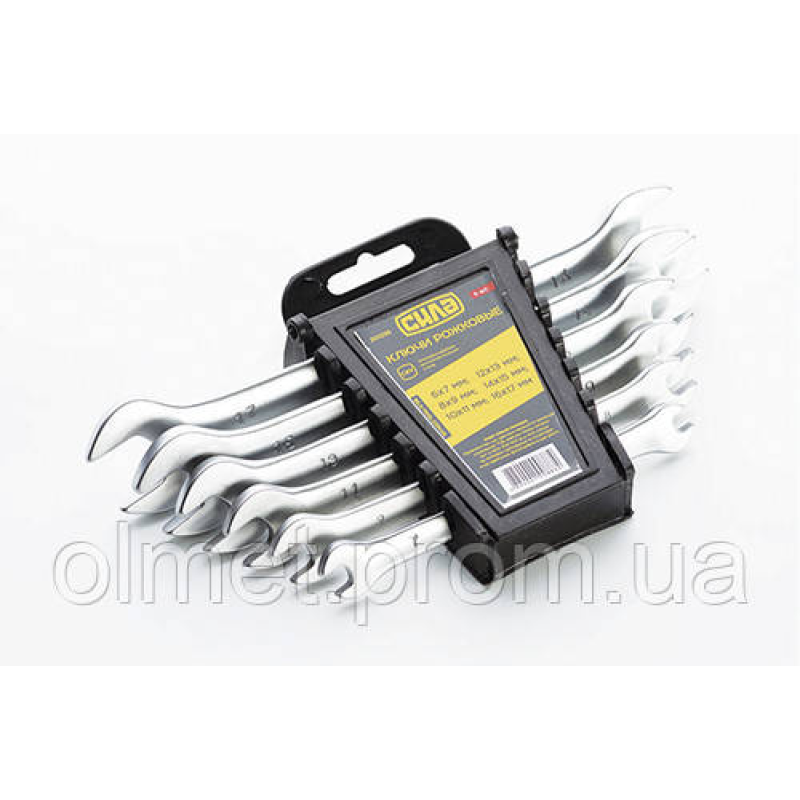 Набір ключів ріжкових CrV 6x7, 8x9, 10x11, 12x13, 14x15, 16x17 мм (6 шт.) СИЛА Набір ключів ріжкових CrV 6x7, 8x9, 10x11, 12x13, 14x15, 16x17 мм (6 шт.) СИЛА