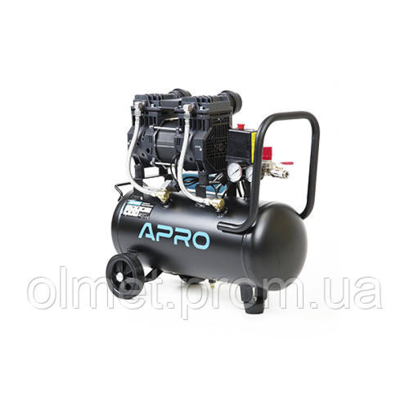 Компресор двоциліндровий безоливний OFE-24 1,5 кВт 240 л/хв 8бар 24 л (черв + штуцер) APRO