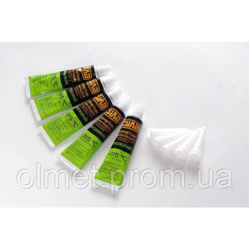 Герметик прокладок високотемпературний +315 °C, 100% силіконовий, прозорий 5х25г (пачка 5 шт.) СИЛА Герметик прокладок високотемпературний +315 °C, 100% силіконовий, прозорий 5х25г (пачка 5 шт.) СИЛА