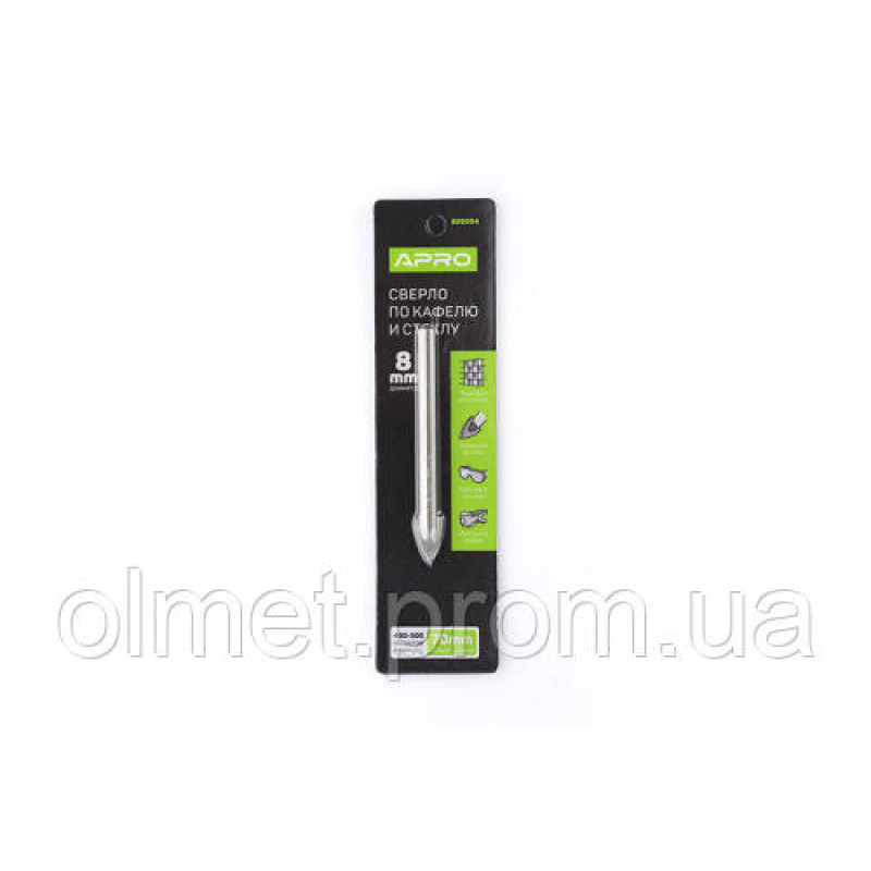 Свердло для скла та плитки 8 мм APRO