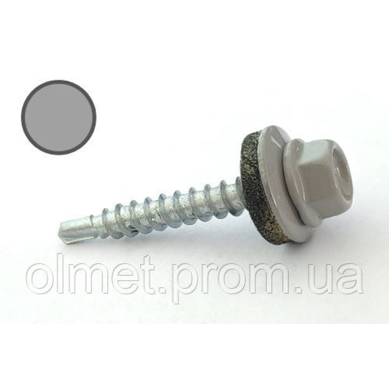 Саморіз покрівельний 4,8*35 DIN 7504K RAL 9006 для дерева (пач 50 шт.) (колір — біло-алюмінієвий) PRO