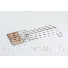 Шампур із дерев“яною ручкою з неіржавкої сталі, 590*10*2 мм СИЛА