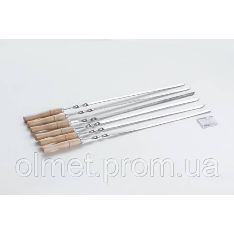 Шампур із дерев“яною ручкою з неіржавкої сталі, 590*10*2 мм СИЛА