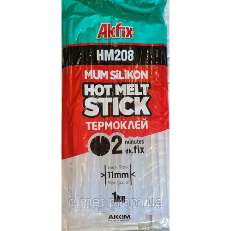 Клей стрижневий прозорий 11,2 мм Akfix HM208 1 кг (пакет)
