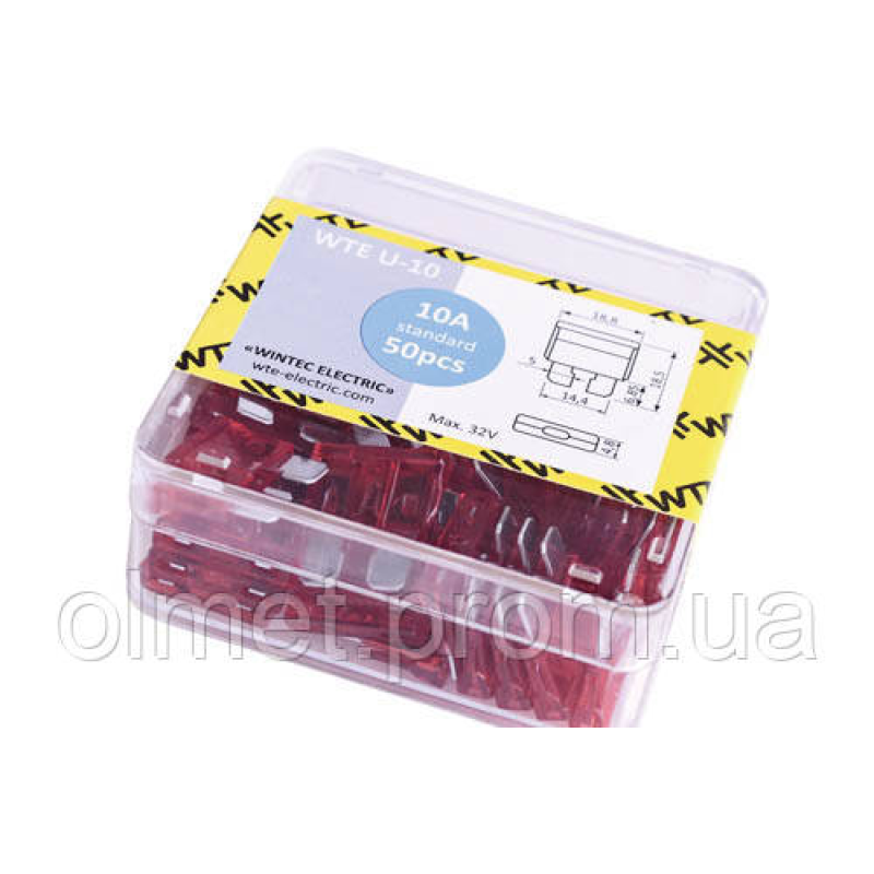Запобіжники (плоскі євро 10 А) (50 шт.) WTE Запобіжники (плоскі євро 10 А) (50 шт.) WTE