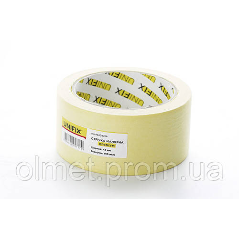 Стрічка клейка малярська MR-7840472P преміум 48 мм*40м UNIFIX Стрічка клейка малярська MR-7840472P преміум 48 мм*40м UNIFIX