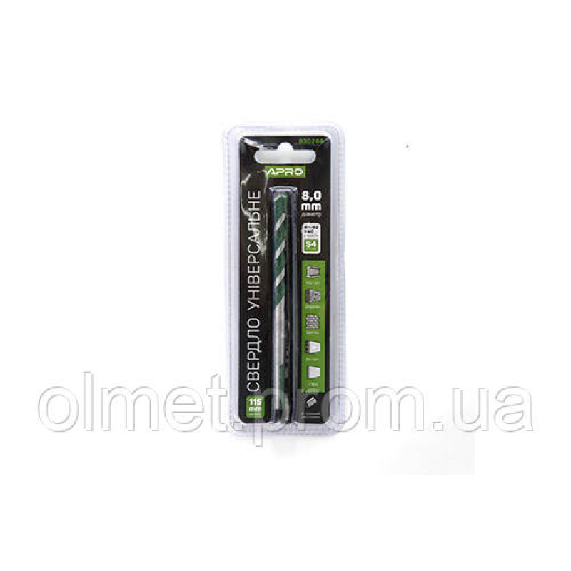Свердло універсальне 8*115 мм APRO Свердло універсальне 8*115 мм APRO