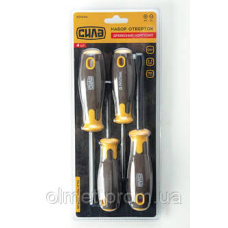 Набір викруток дерев“яний пластик воронованих CrV SL3x75, SL6x100 PH1x75, PH2x125 (4шт) СИЛА