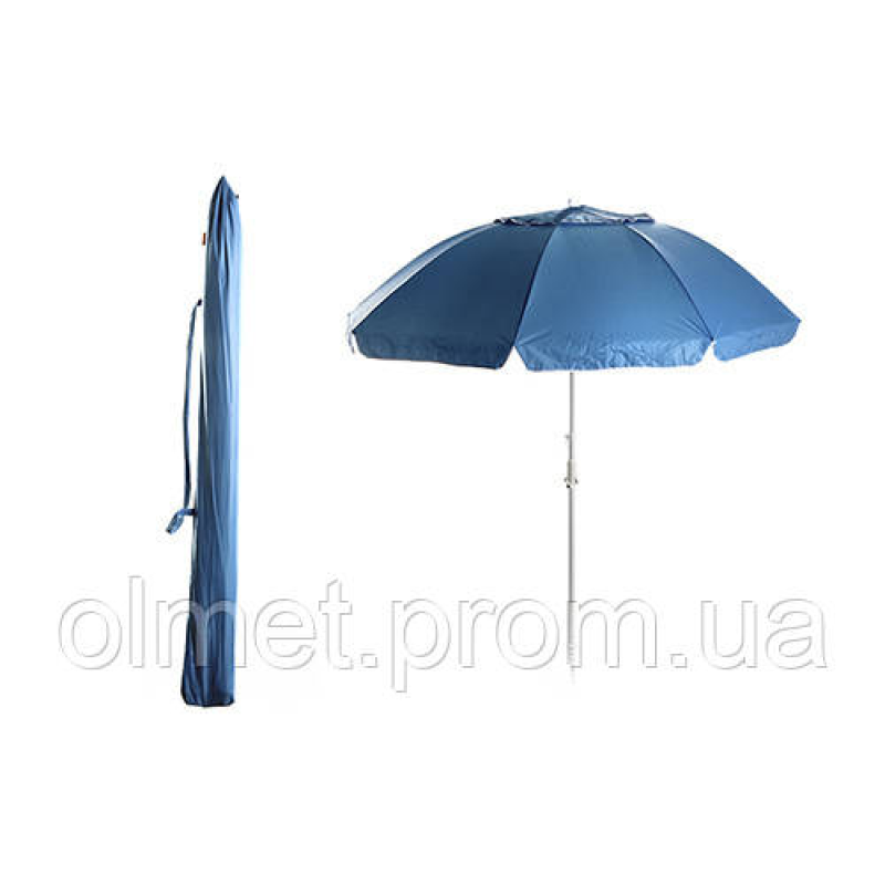 Парасолька пляжна з нахилом 2,2 м і клапаном посилена з гвинтом (28/32) блакитної СІЛА