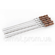 Шампур Premium з дерев“яною ручкою колір-горіх із неіржавкої сталі, 730*12*3 мм СІЛА