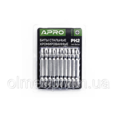 Біта 2-стороння РН2-РН2*65мм хром (10 шт./пач.) APRO