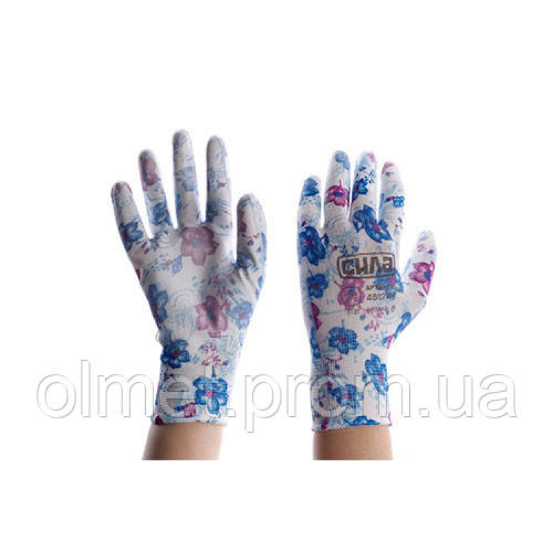 Рукавички з поліуретановим покриттям р8 (блакитні садові манжети) НЕЗАБУДКИ СІЛА