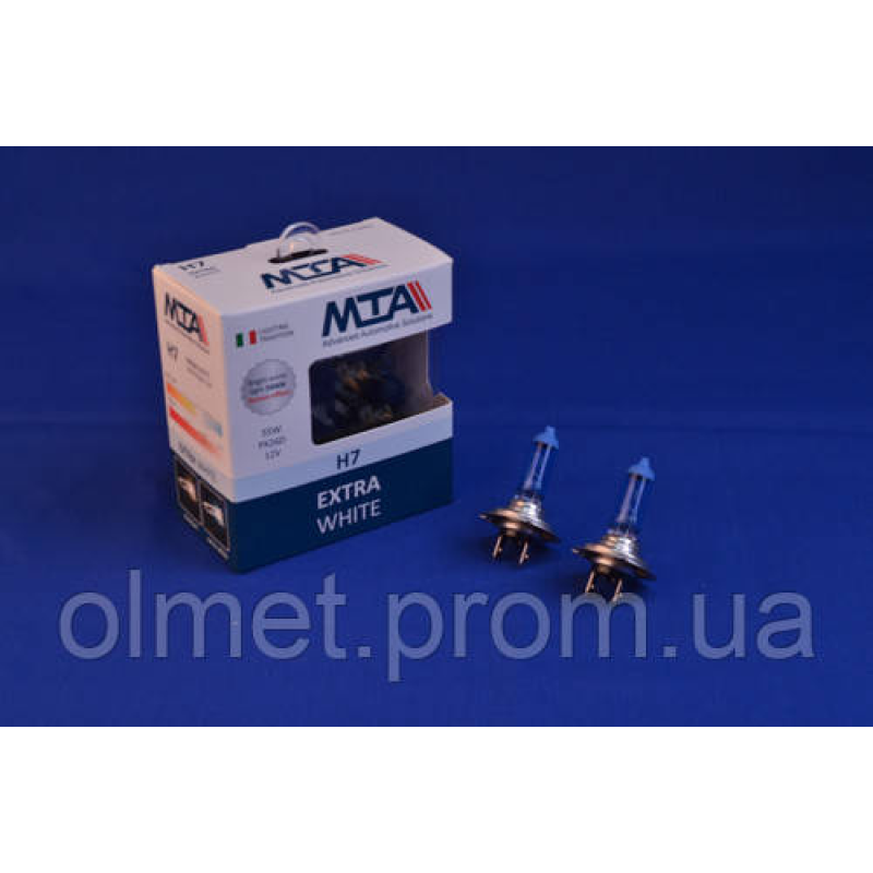 Лампа автомобільна H7 12 V 55 W PX26D EXTRA WHITE (2шт) (ближня/дальня, протитуманна) MTA Лампа автомобільна H7 12 V 55 W PX26D EXTRA WHITE (2шт) (ближня/дальня, протитуманна) MTA