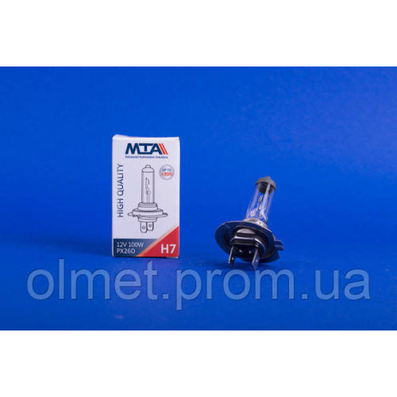 Лампа автомобільна H7 12V 100W PX26D 1750 lm (ближна/даля, протитуманна) (1 шт.) MTA Лампа автомобільна H7 12V 100W PX26D 1750 lm (ближна/даля, протитуманна) (1 шт.) MTA