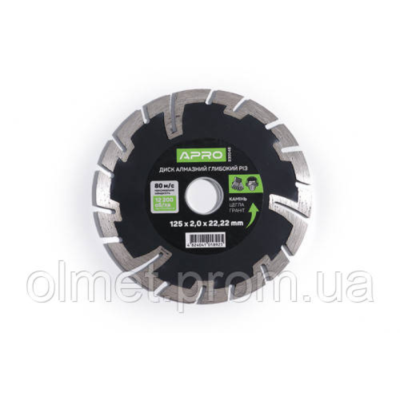 Диск для бетону 125х2,0 мм (22-24%) Глибокий Різ APRO Диск для бетону 125х2,0 мм (22-24%) Глибокий Різ APRO