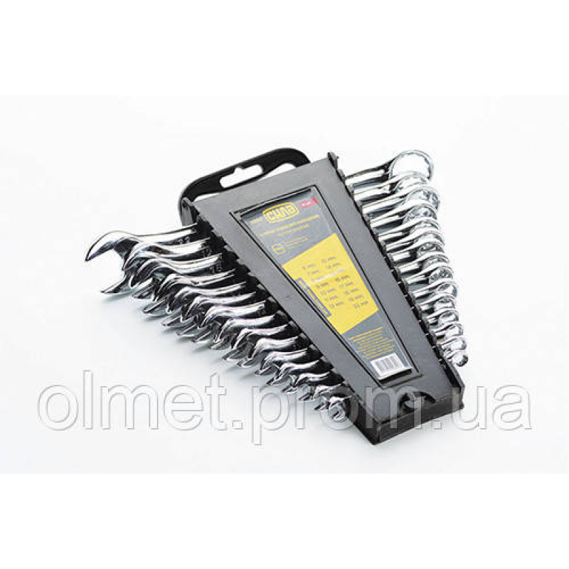 Набір ключів ріжково-накидних полірованих CrV 6, 7, 8, 9, 10, 11, 12, 13, 14, 15, 16, 17, 18, 19, 22 (15шт)