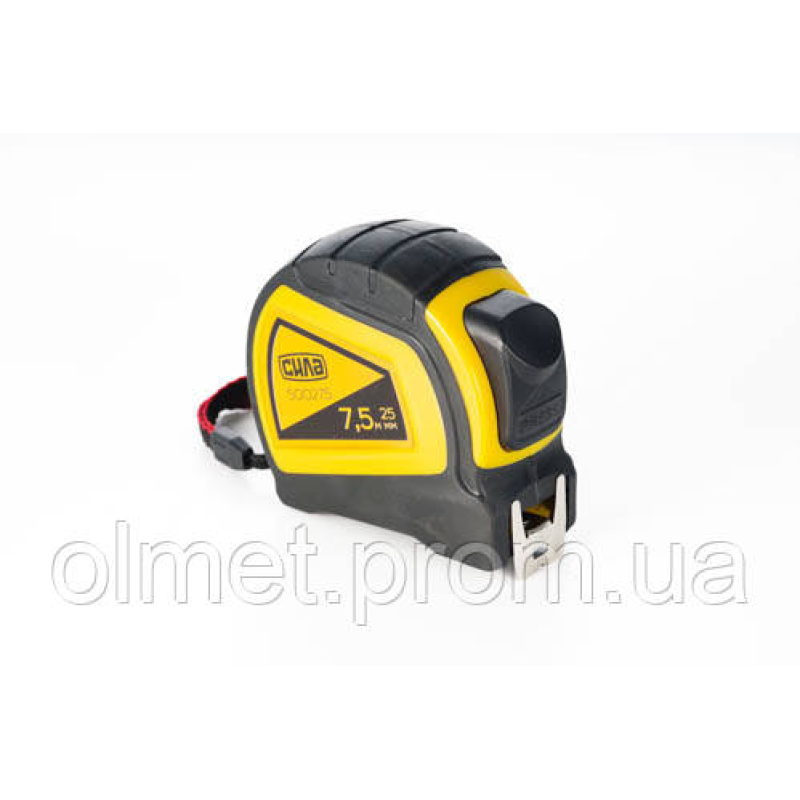 Рулетка прогумована 7,5 м * 25 мм (автостоп, подвійний зачіп) СІЛА
