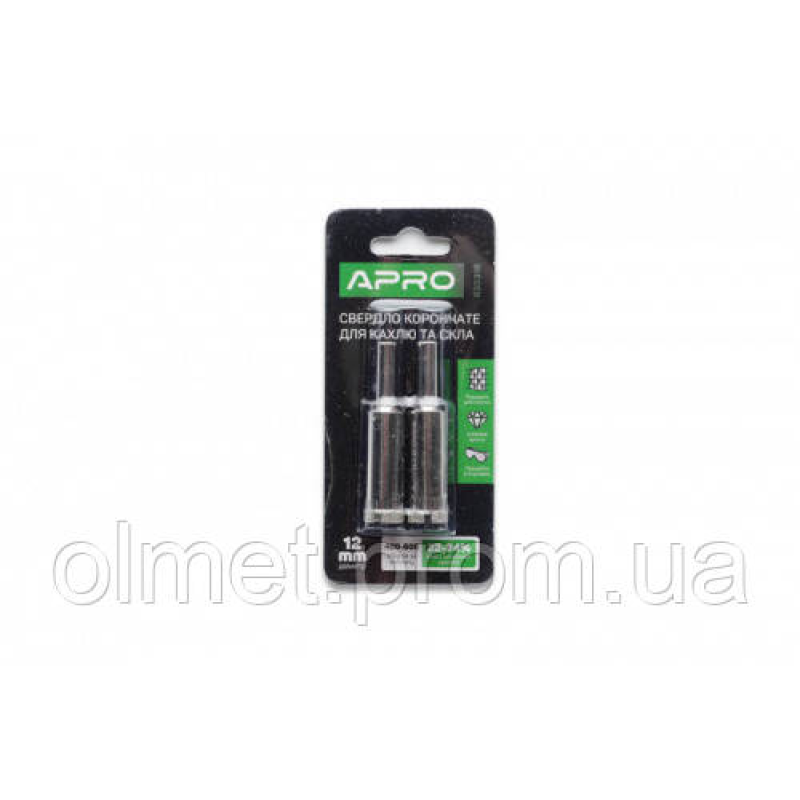 Свердло трубчасте з алмазним напиленням 12 мм (2 шт. у пачці) APRO