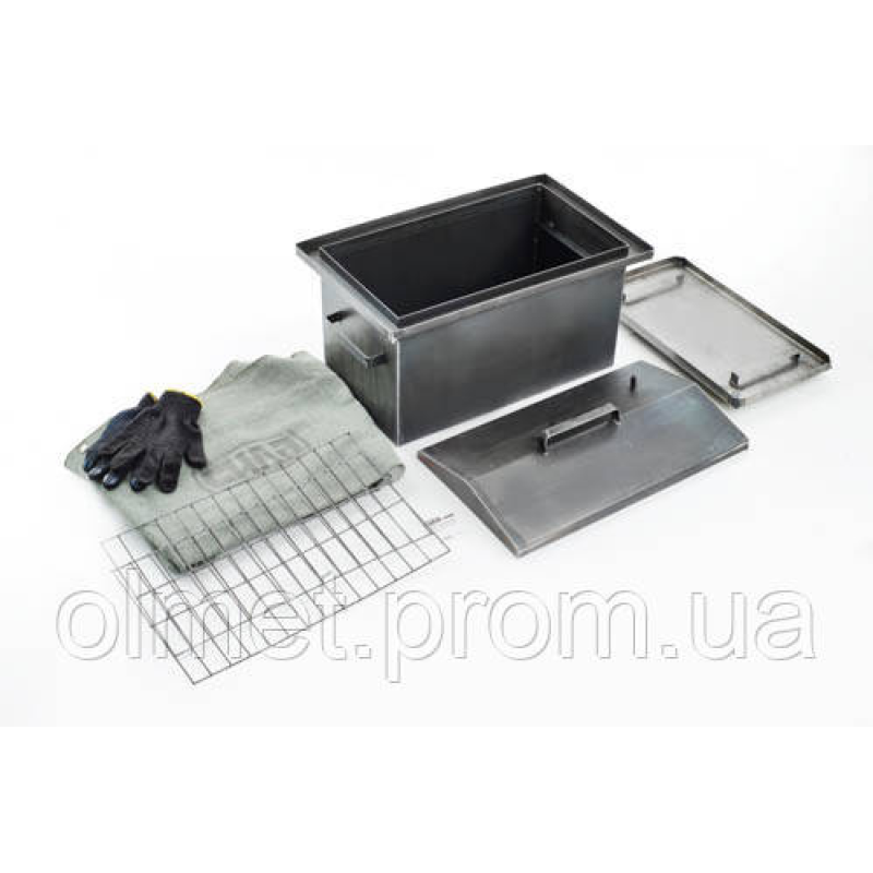 Коптильня з гідрозакривом товщина металу 2 мм 510*310*320 мм з чохлом і рукавичками СІЛА Коптильня з гідрозакривом товщина металу 2 мм 510*310*320 мм з чохлом і рукавичками СІЛА