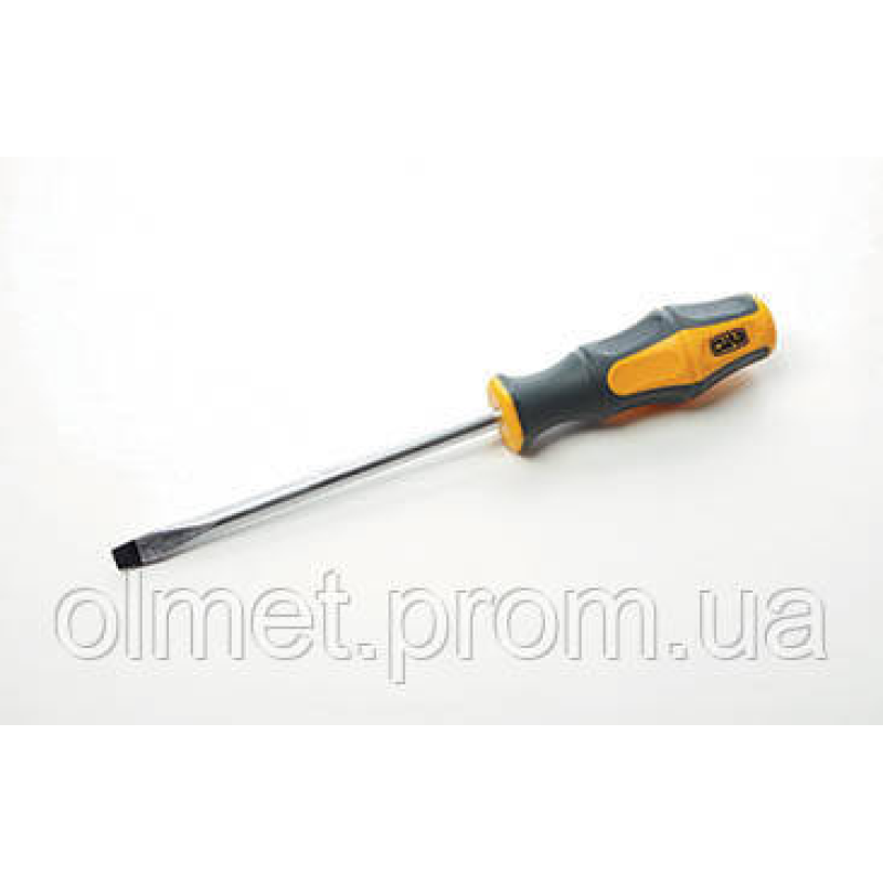 Викрутка шліфувальна обгумована ручка CrV SL8x150 мм (плоска) (двокомпонентна) СИЛА Викрутка шліфувальна обгумована ручка CrV SL8x150 мм (плоска) (двокомпонентна) СИЛА