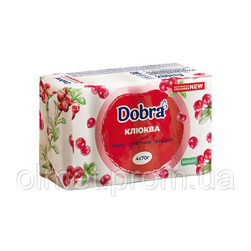 Мило туалетне тверде косметичне 4*70 г екопак Dobra Журавлина Мило туалетне тверде косметичне 4*70 г екопак Dobra Журавлина