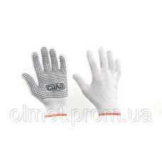 Рукавички Х/Б з ПВХ точкою р10 (білі + чорні ПВХ економ) СИЛА