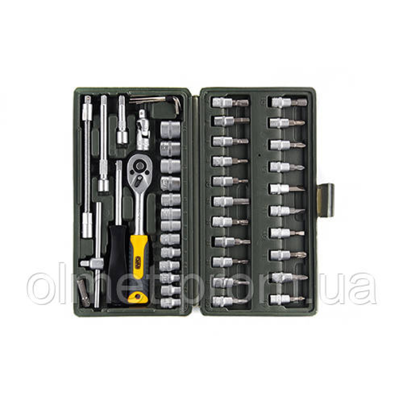 Набір насадок (інструментів) торцевих з тріскачкою CrV 1/4, (72Т) (46 шт.)