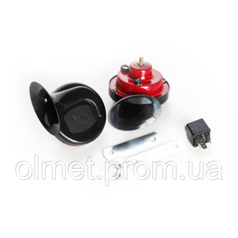 Сигнал звукового равлика 12 V 410 Гц, 510 Гц 115Дб (1 контакт) чорно-червоний (2 шт.) WTE