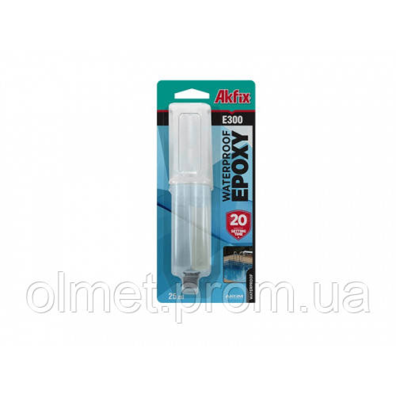 Епоксидний клей у шприці водостійкий Е300 25 мл Akfix Епоксидний клей у шприці водостійкий Е300 25 мл Akfix